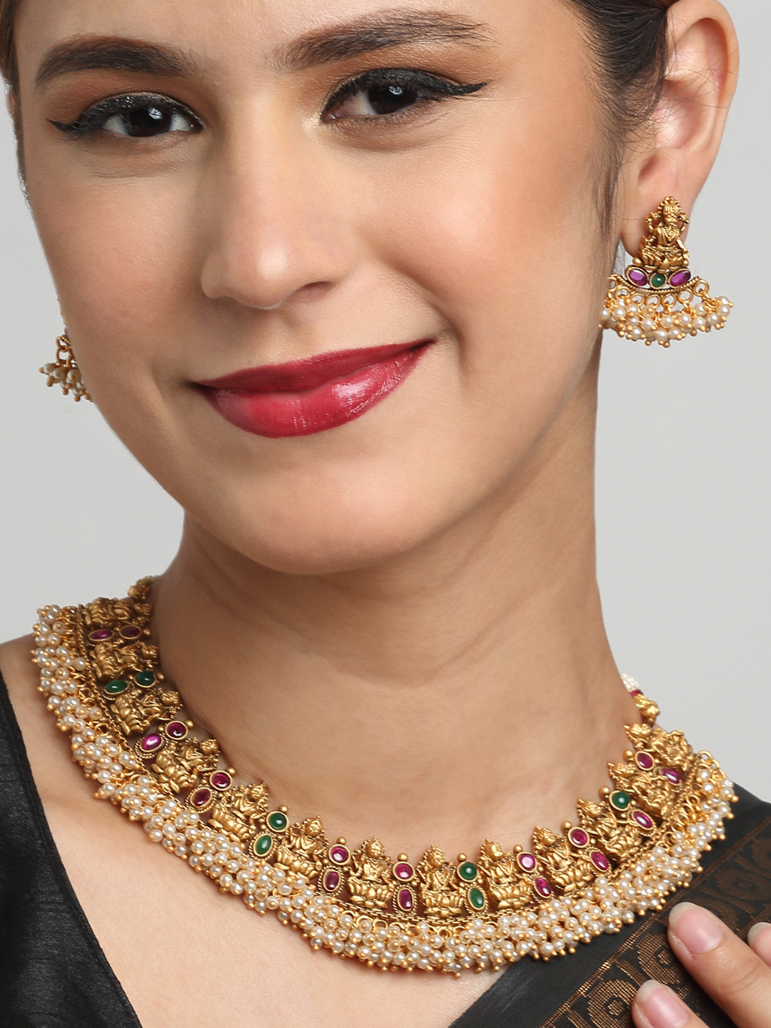 YouBella Jewellery Celebrity Inspired Gold Plated Necklace Jewellery Set for Girls and Women